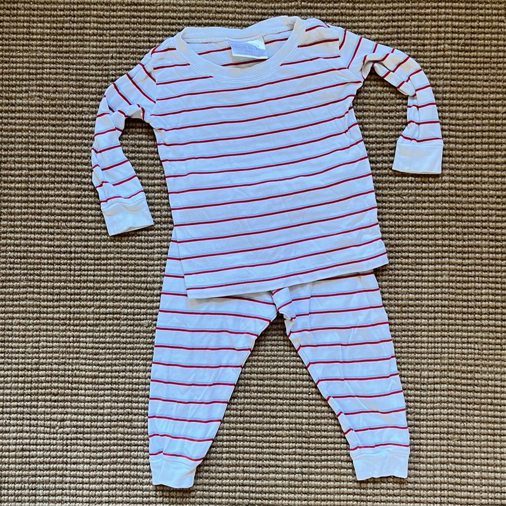 White, Red, and Blue Striped LAKE pajamas set
